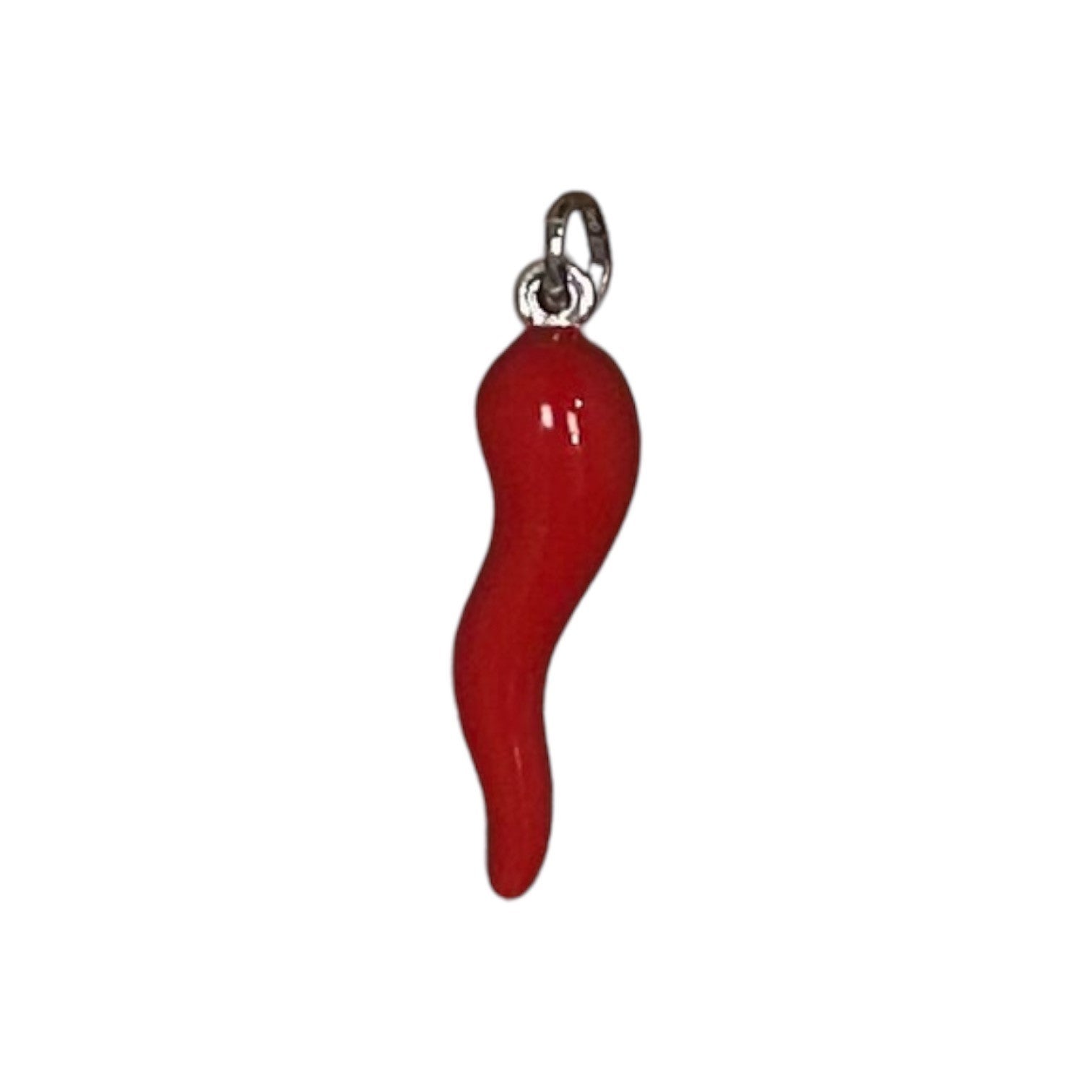 Portafortuna Corno Charm Smalto Rosso in Argento 925