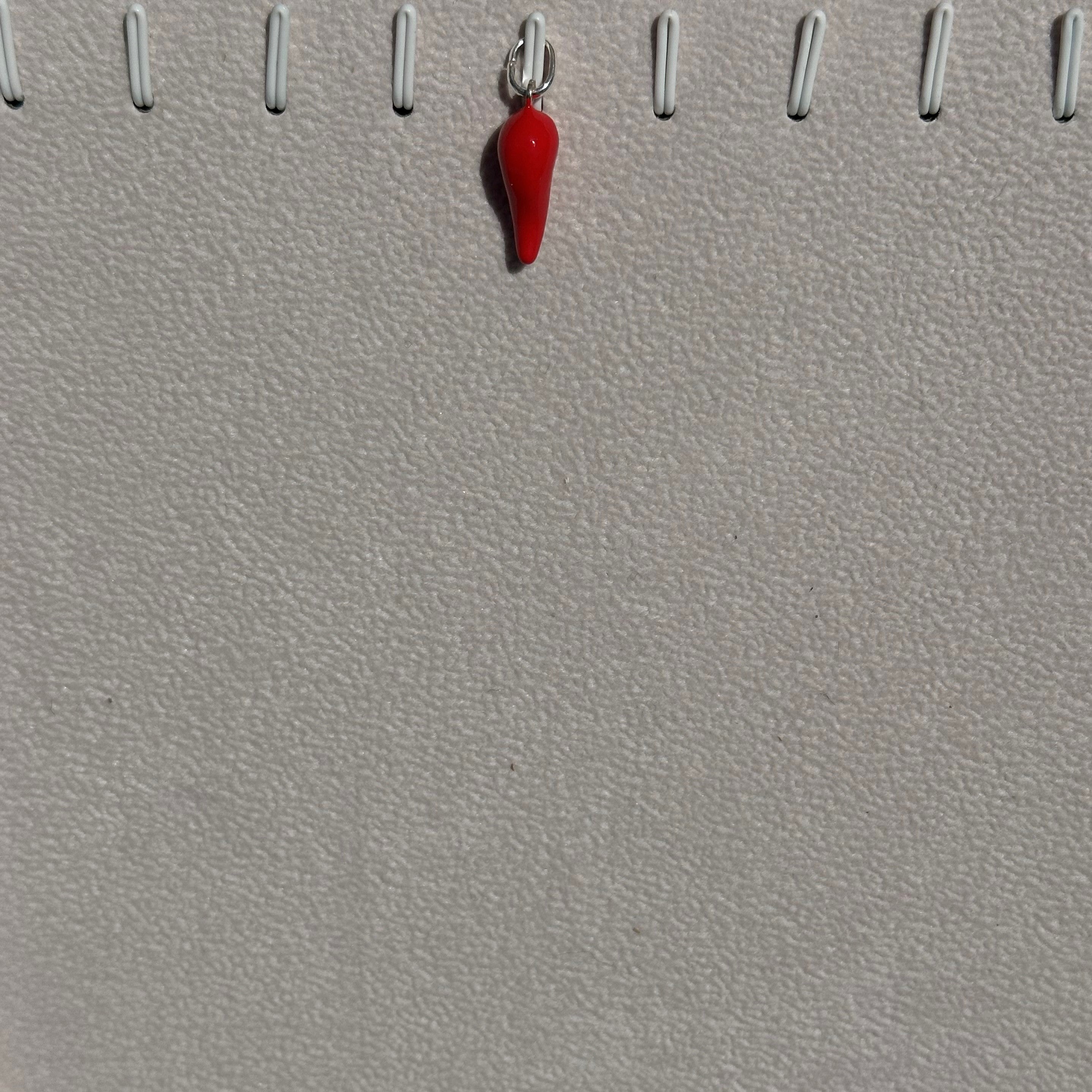 Portafortuna Corno Charm Smalto Rosso in Argento 925