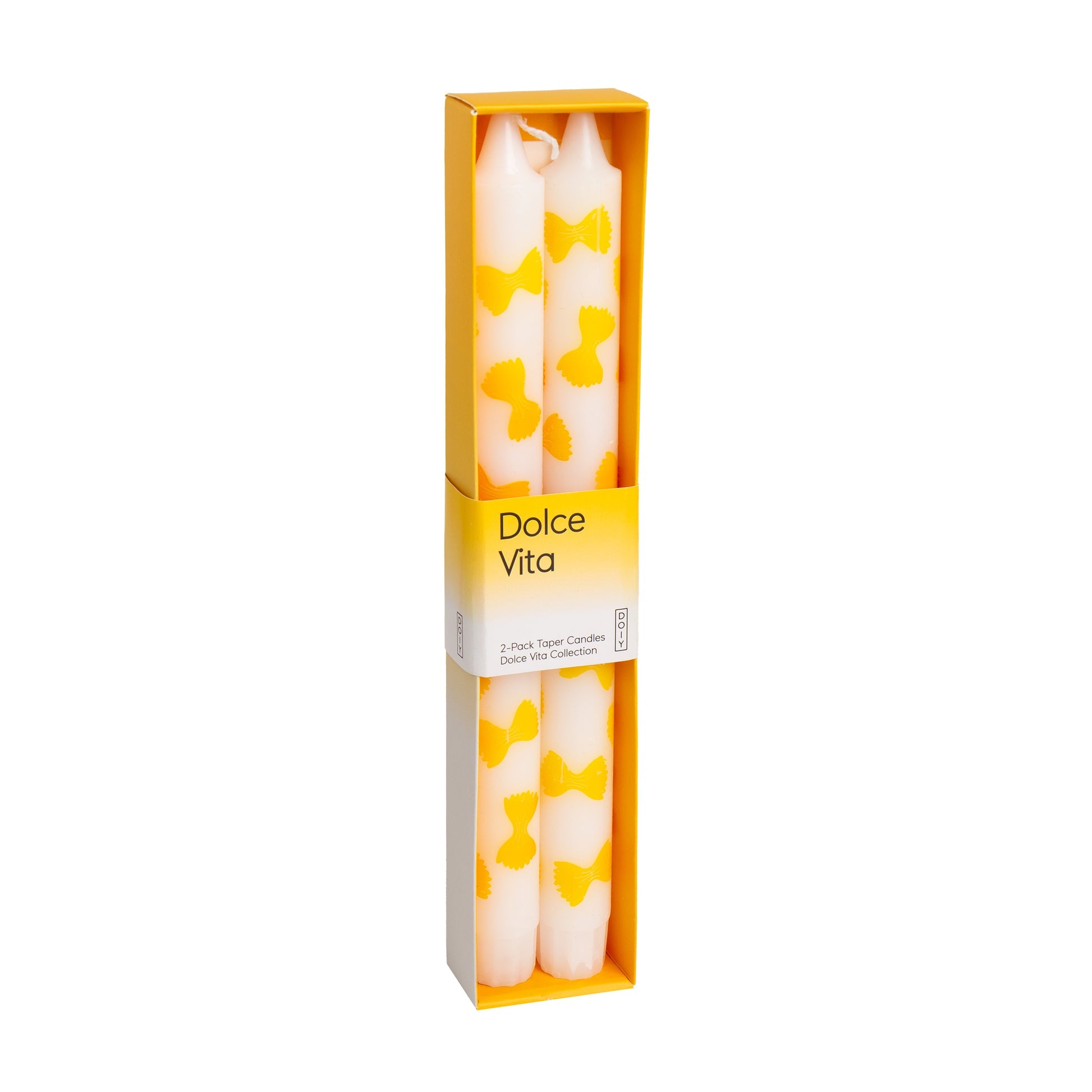 Farfalle Pasta Print Taper Candles – Set of 2