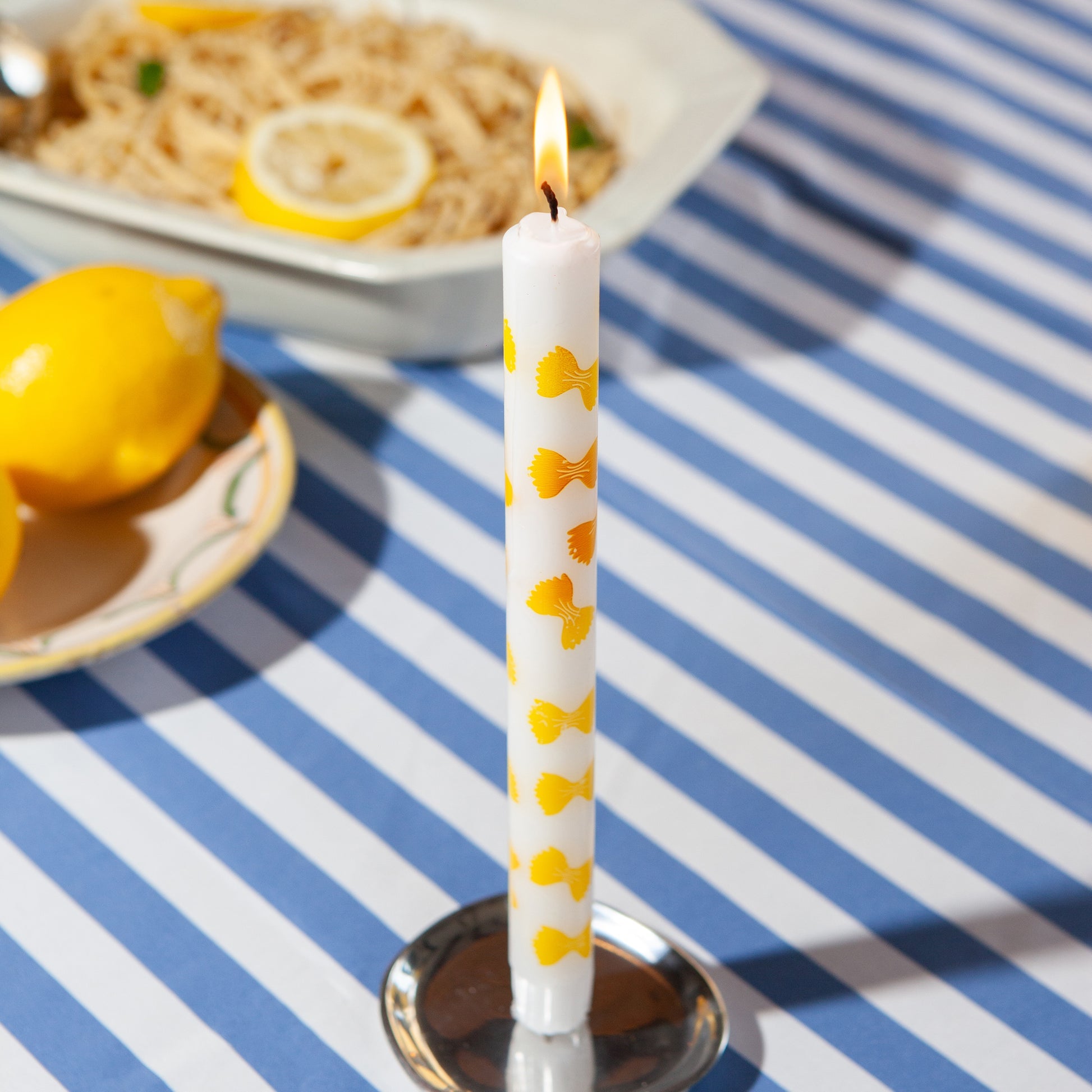 Farfalle Pasta Print Taper Candles – Set of 2
