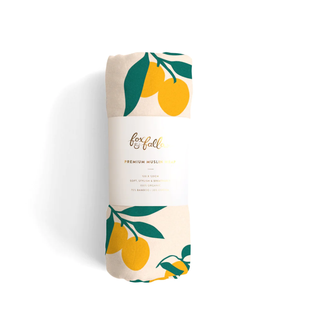 ORGANIC MUSLIN WRAP - LEMONS